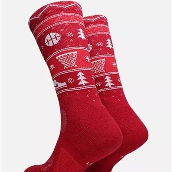 Nike Elite Basketball Red Christmas themed Dri-Fit Crew Socks. Men sz 12-15. NWT - Picture 2 of 7